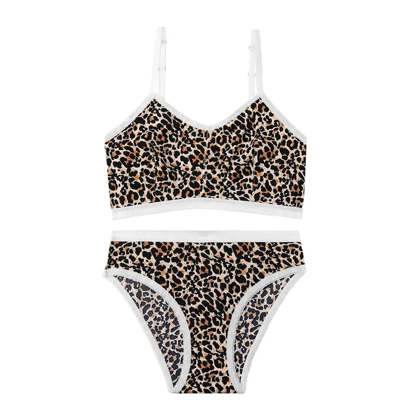 Women's Bra Set Breathable Ultra-thin No Underwire Sexy Lingerie Hot Leopard Underwear Soft Comfortable Female Panties Sale