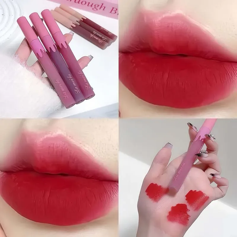6warna Velvet Matte Lip Gloss Waterproof Non Stick Cup Silky Matte Hawthorn Red Lipgloss Lipgloss Seksi Lipstik Makeup Murah Gincu Kosmetik — image 8
