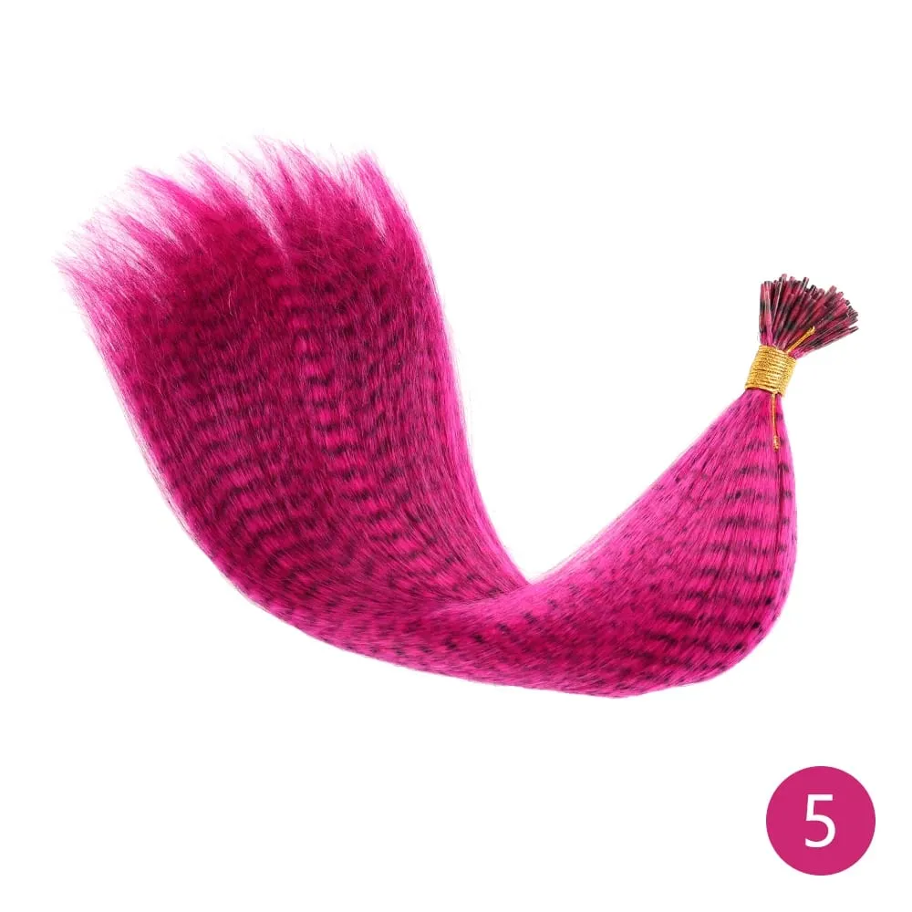 Lansa Feather Hair Extension 10Pieces Fake Hair I Tip Rainbow Synthetic Hair 16inch Hairpiece Feather for Hair Extension