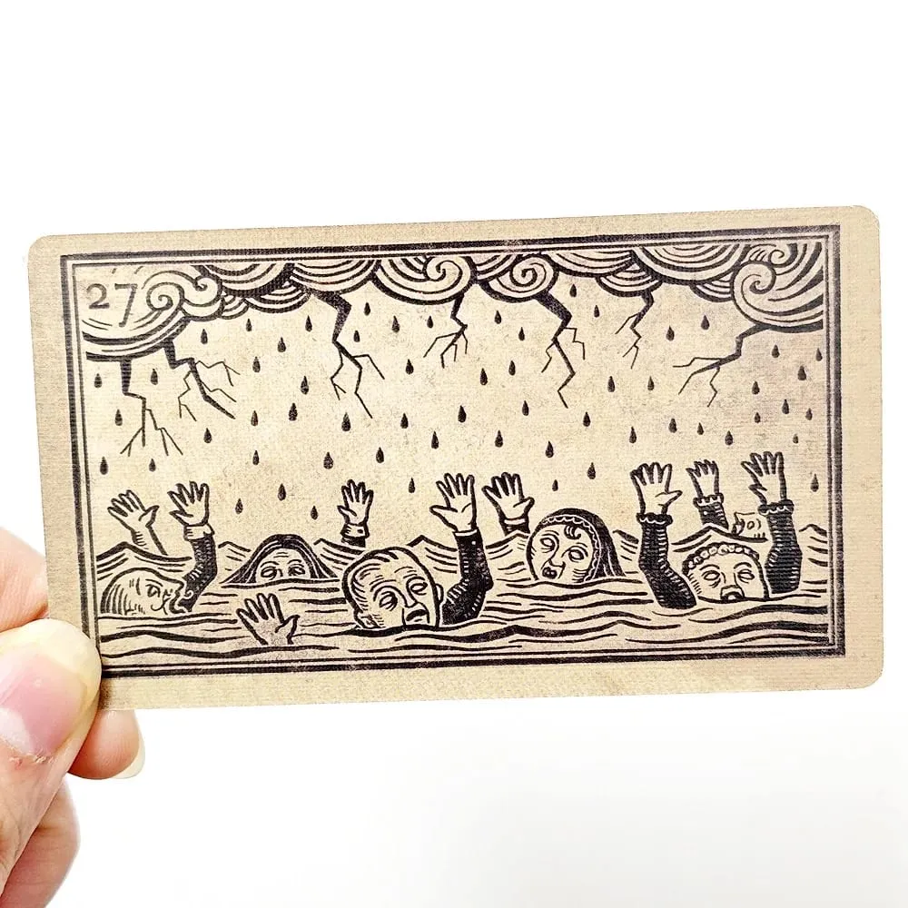 Mildred Payne's Oracle 10.3*6cm of Black Enchantment 52 Pcs Black Line Imagery Woodblock Style Cards