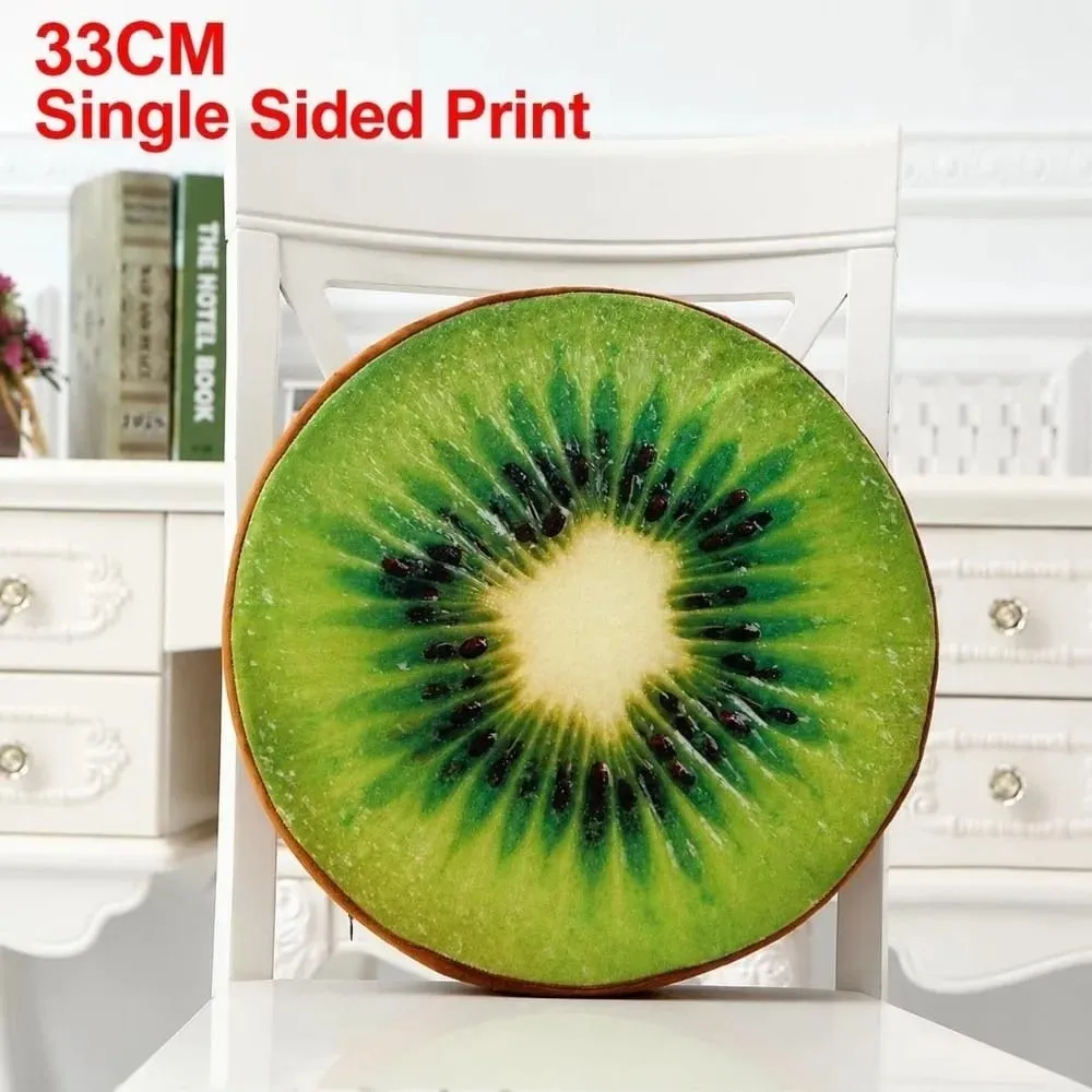 Cute Round Fruit Pillow Simulation Plush Fabric Seat Cushion Fruit Slice Print Stuffed Inner Plush Pillow Sofa Decor