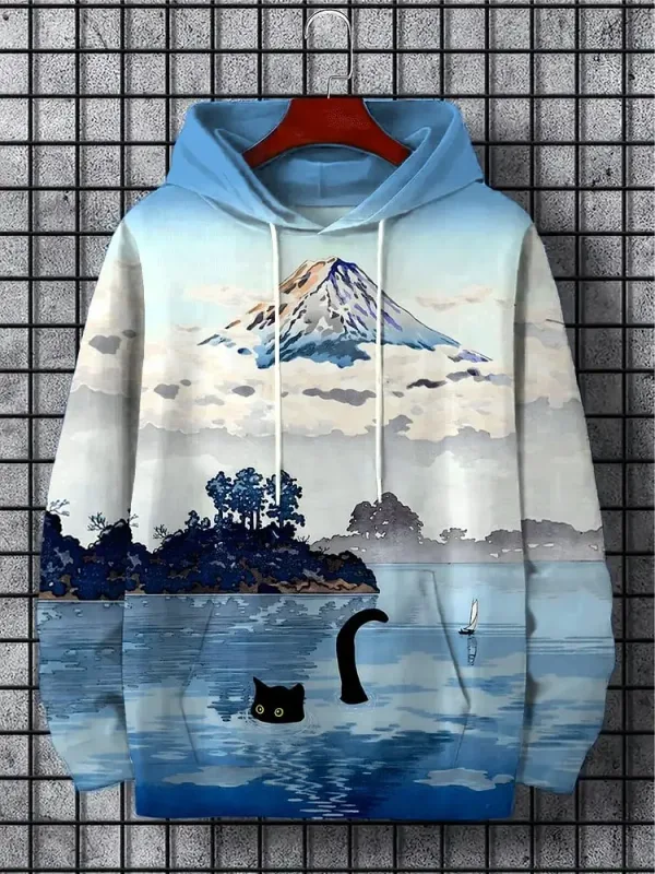 New Autumn And Winter Men's 3D Print Hoodies Japanese Harajuku Fashion Casual Sports Hooded Anime Beast Pattern Man Hoodie