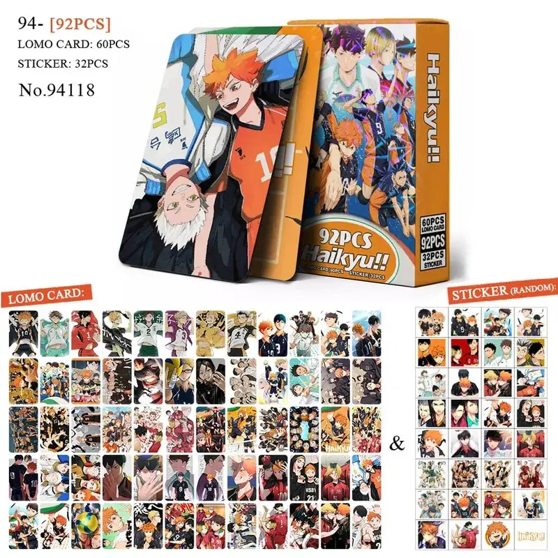 Carte postale de dessin animé Haikyuu Lomo, jouet tueur de démons Genshin Impact, cartes de Collection avec autocollants, cadeau d'anniversaire