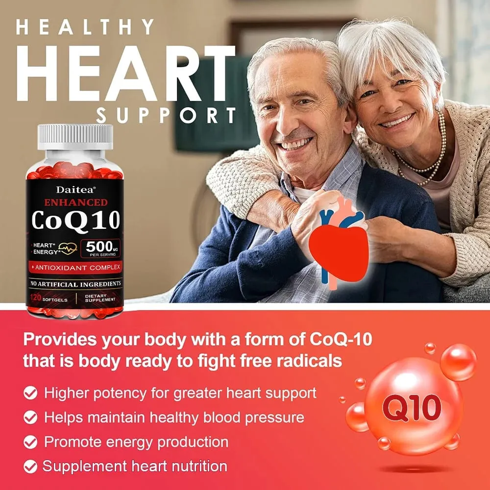 Hochabsorbierendes CoQ10 500 mg – für Herzgesundheit und Energieproduktion – verbesserte CoQ10-Nahrungsergänzungsmittel mit Coenzym Q10