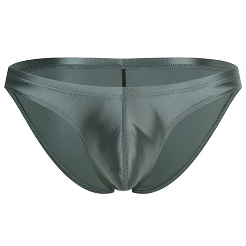 Mens Oil Shiny Glossy Silk Briefs Underwear Pouch Underpants Breathable Panties Low Rise Male Underpant Bikini