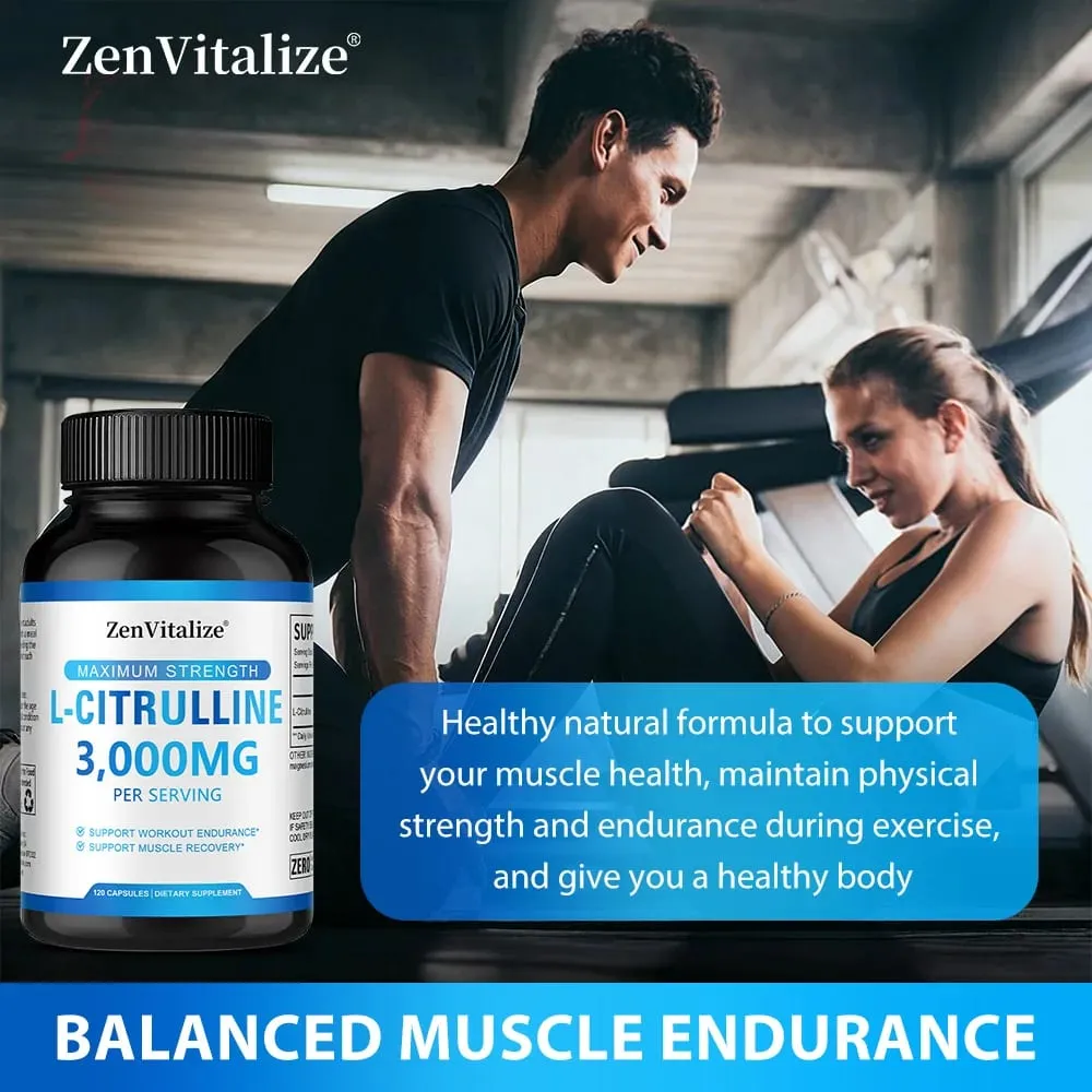 L Citrulline 3000mg Supplement Capsules for Men & Women - Muscle Recovery & Workout Endurance - Vegan Non-GMO