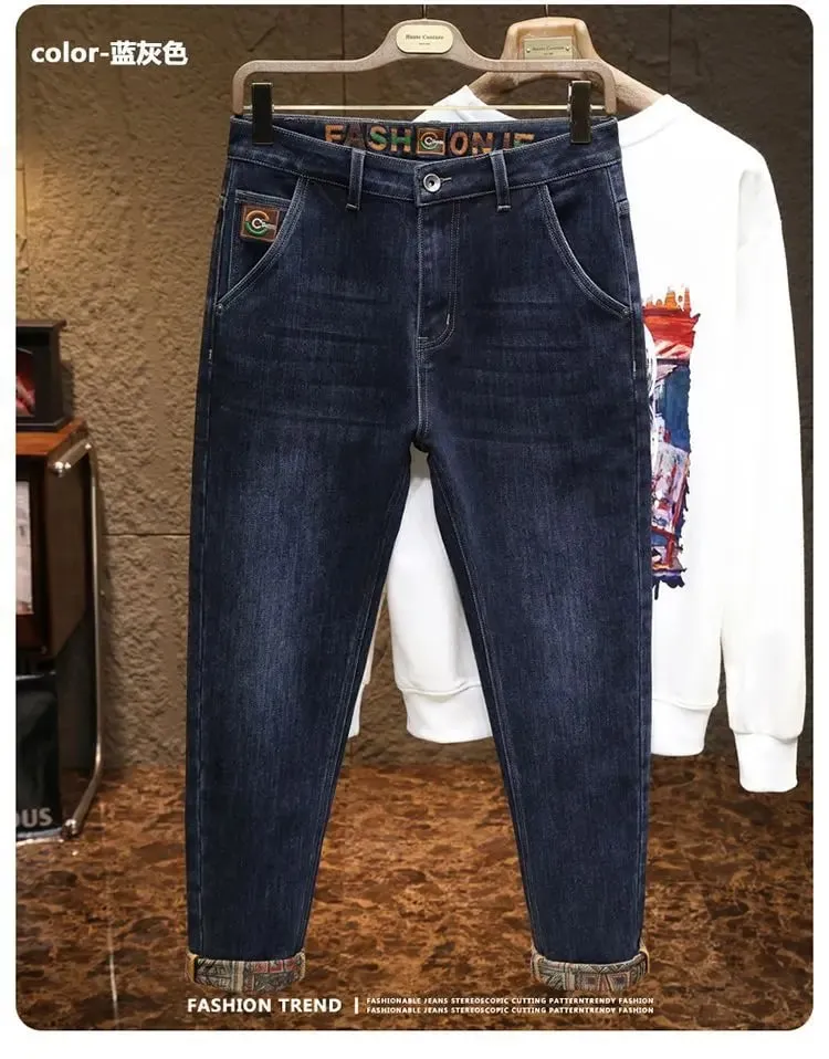 New Men's Slim Fit Jeans High-quality Pants Classic Blue Gray Black Casual and Simple