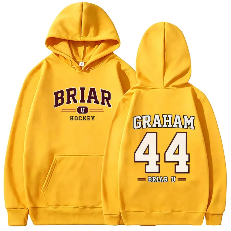 Di Luar Kampus Briar University Hockey Graham 44 Hoodie Grafis Pria Wanita Vintage Kaus Kebesaran Pria Fashion Pullover Hoodies