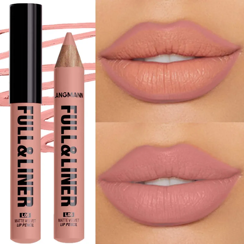 Vandtæt mat lipliner blyant Brun konturfarvet læbestift pen Langtidsholdbar 12 farve træ læbe liner blyant fuldlæbe makeup — image 13