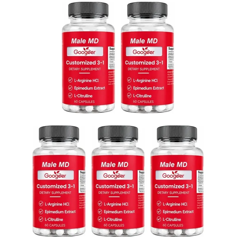 Googeer Male MD Capsules with L-Arginine HCl L-Citrulline and Epimedium Leaf Extract Circulation Vitality Support 60 Count