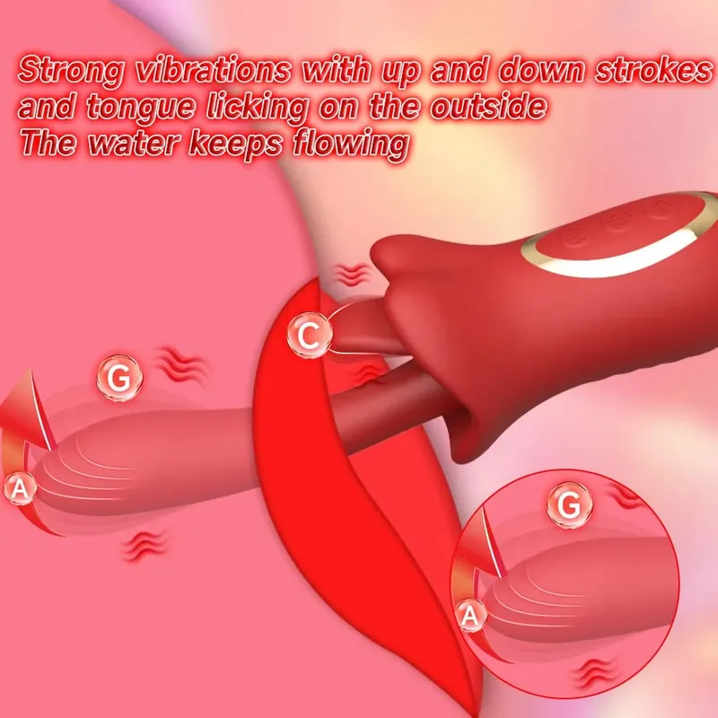 10 Speed Thrusting Vibrator for Women 3 Tongue Licking Modes G Spot Clitoris Massager 100% Waterproof Adult Sex Toys
