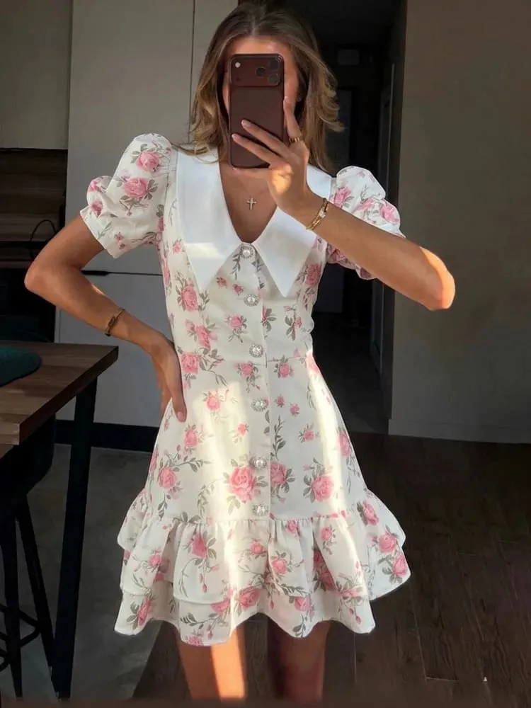 Tossy Gedruckt Revers Mode Mini Kleid frauen Kurzarm Patchwork Kontrast Elegante Sommer Kleid 2025 Weibliche, Figurbetontes Kleid