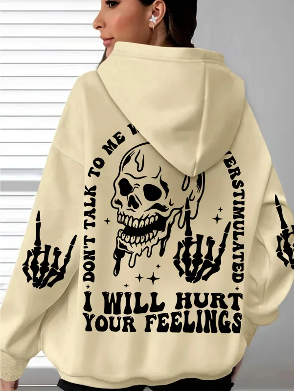 Halloween Hoodie with Skeleton Print Casual Long Sleeves and Pockets Women Men Everyday Wear Hooded Halloweenn Hoodies