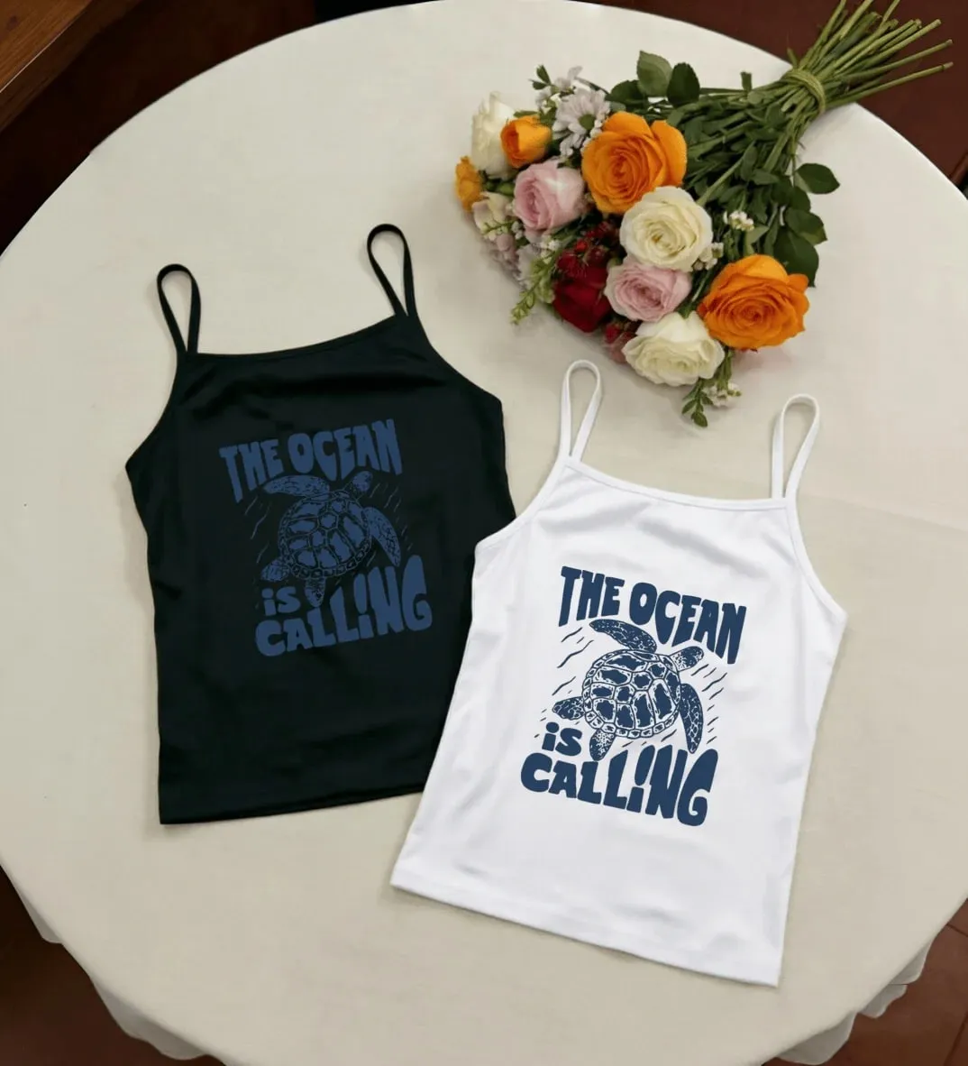 Coastal Beach Women Tank Top Vintage Ocean Turtle Letter Graphic Spaghetti Strap Camisole Summer Sleeveless Vacation Vest Shirt