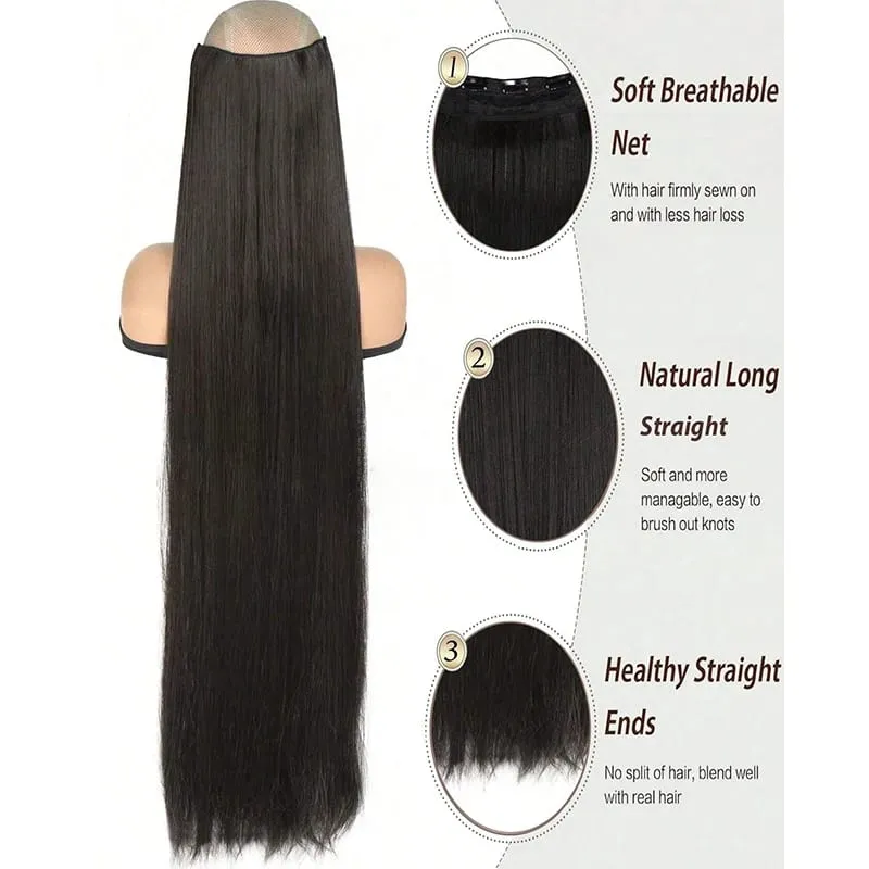 Long Straight 5 Clips Hair Extension 32 Inch Clip In Extensions Hairpieces For Women Synthetic Natural Straight Clip Hair Piece