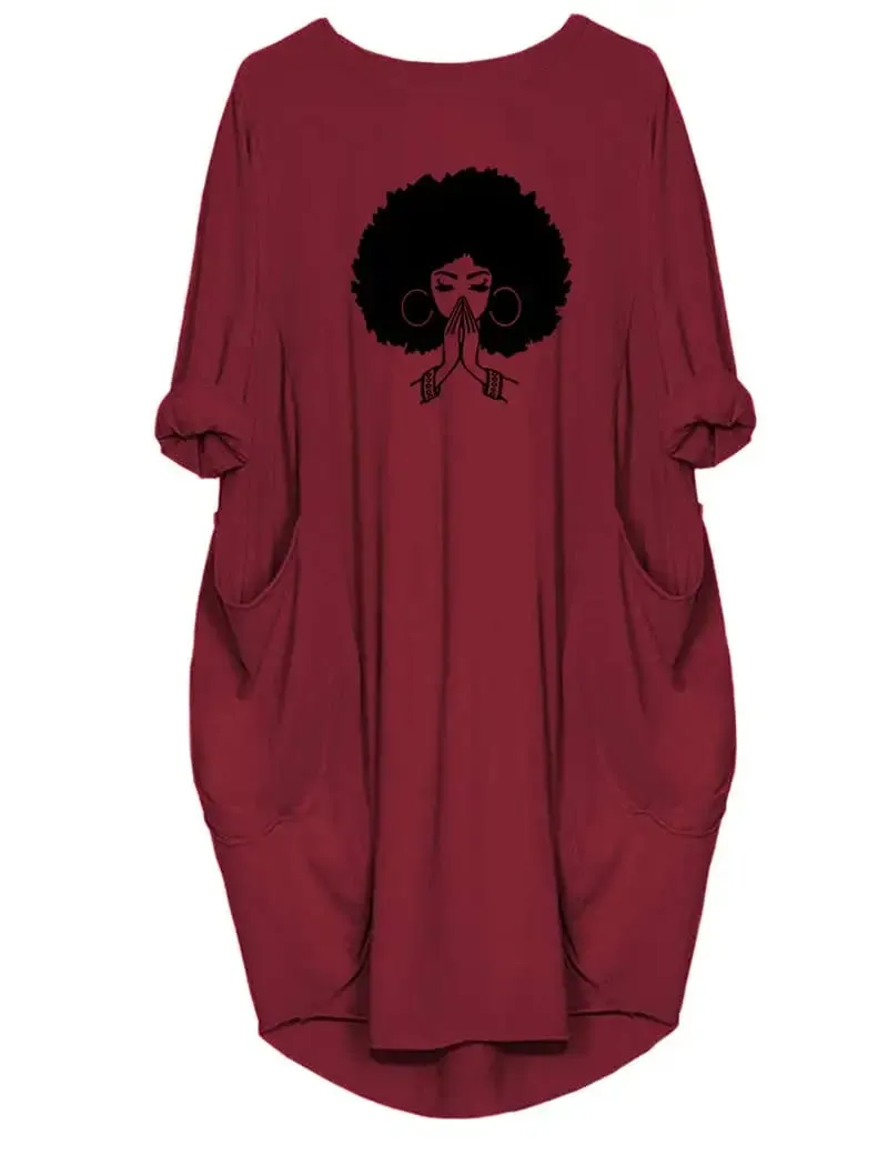 Vestidos informales holgados de talla grande para mujer, de manga corta y cuello redondo, estilo High Street, bolsillos dobles, prendas de vestir exteriores holgadas de gran tamaño