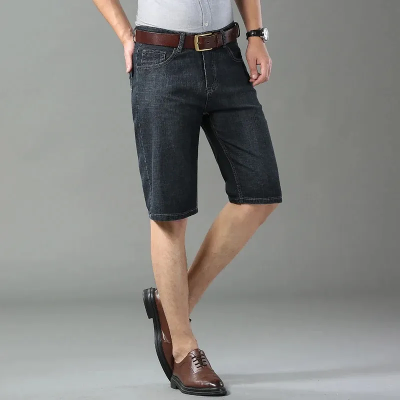 Summer Shorts Jeans Men Denim Pants Stretch Black Fashion Design Men's Jeans Slim Straight Male Short Jeans
