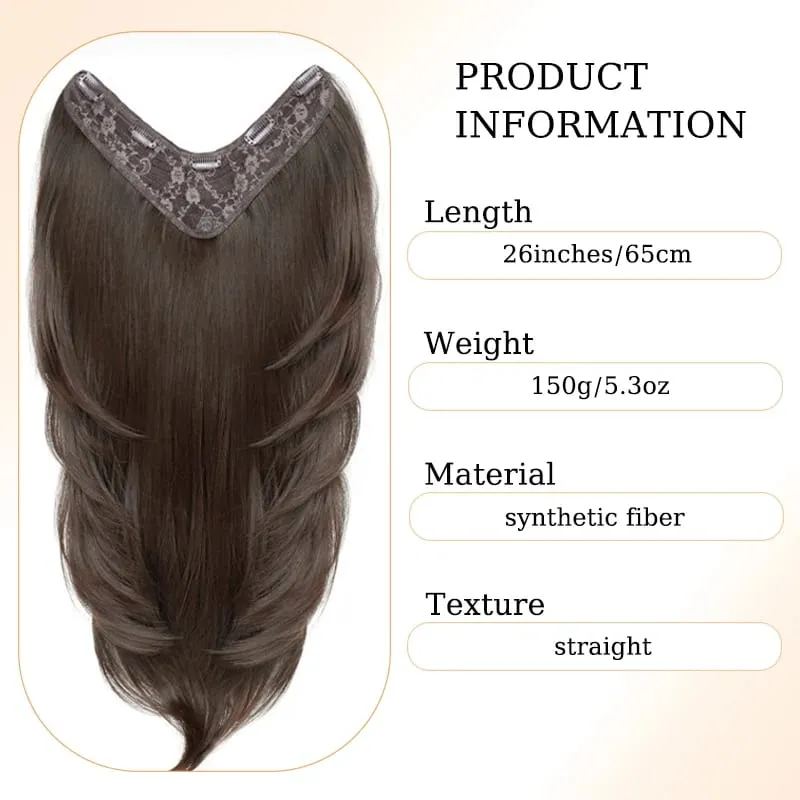 Clip in Hair Extensions Wig Synthetic Hairpiece High Layered Inward-Curled Hair Extensions with 5 Clips for Women Daily Use