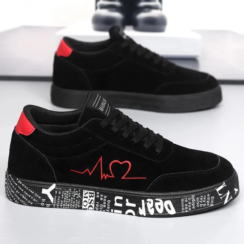 Breathable Mid-Top Sneakers Heart & Music Graphic Design Casual Streetwear Shoes for Couples Valentine's Day & Birthday Gift