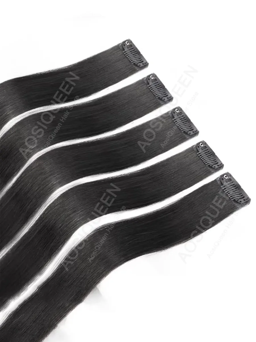 5pcs/Set Hair 1Clips Hair Extensions For Women 24Inches Long Straight Synthetic Fiber Wigs Suitable For Daily And Party Occasion