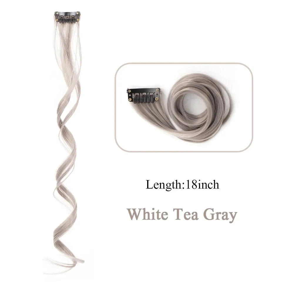 Tổng Hợp Kẹp Trong Một Miếng Nhiều Màu Sắc Làm Tóc Xoăn Tóc Tổng Hợp Miếng 18 "Dài Ombre Tóc Hồng Tím Đỏ xanh Dương