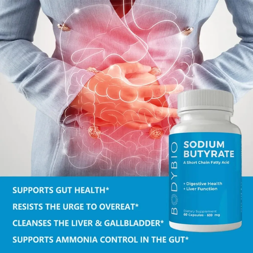 Sodium Butyrate Supplement Capsules for Digestion Health Supportloat Gas & Constipation Relief 120 Capsules
