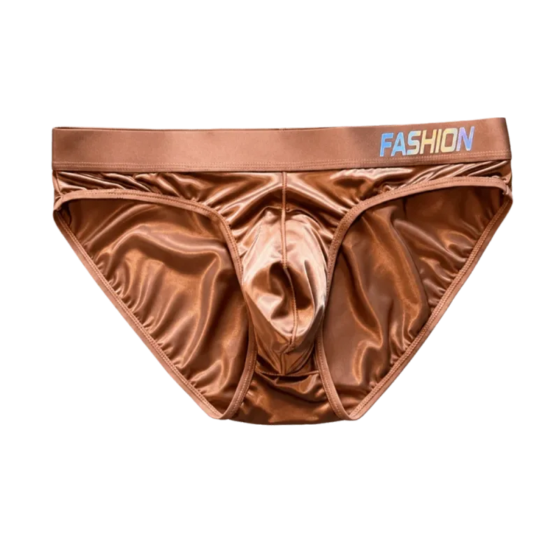Underwear Men's Triangle Panties Low Waist Ultra Smooth Satin Silky Briefs Lingerie Gradient Letter Glossy Underpants Daily Wear