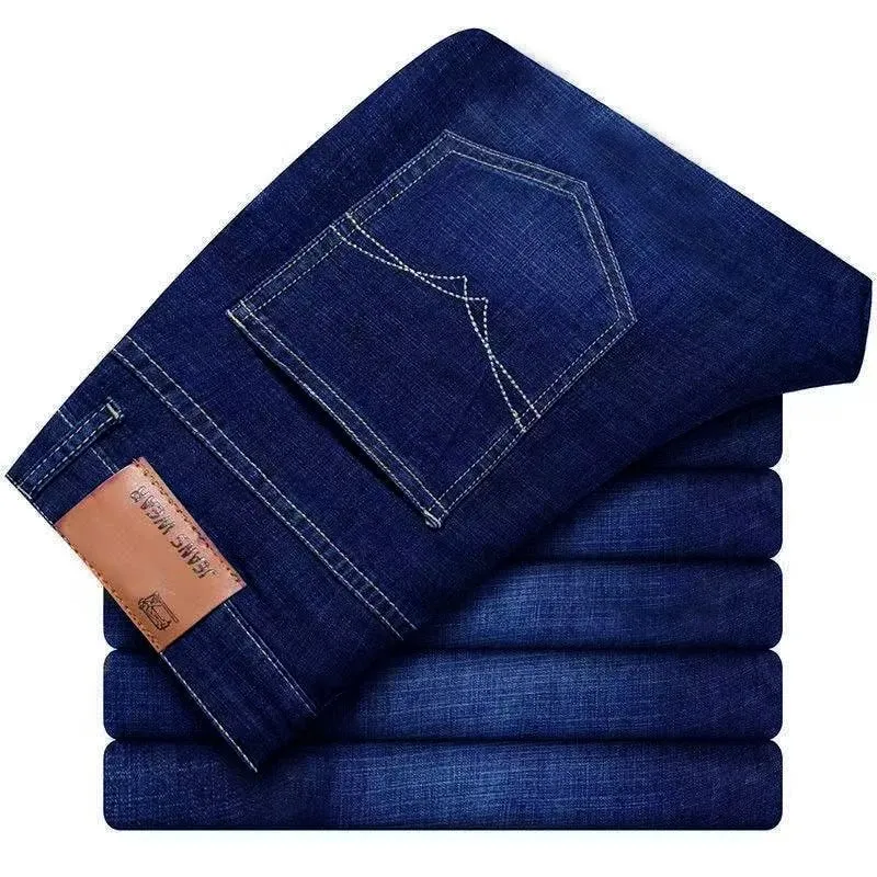 Business Jeans Men Straight Versatile Youth Middle-aged Denim Cheap Work Site Electric Welding Mason Bricklayer Pants Fashion