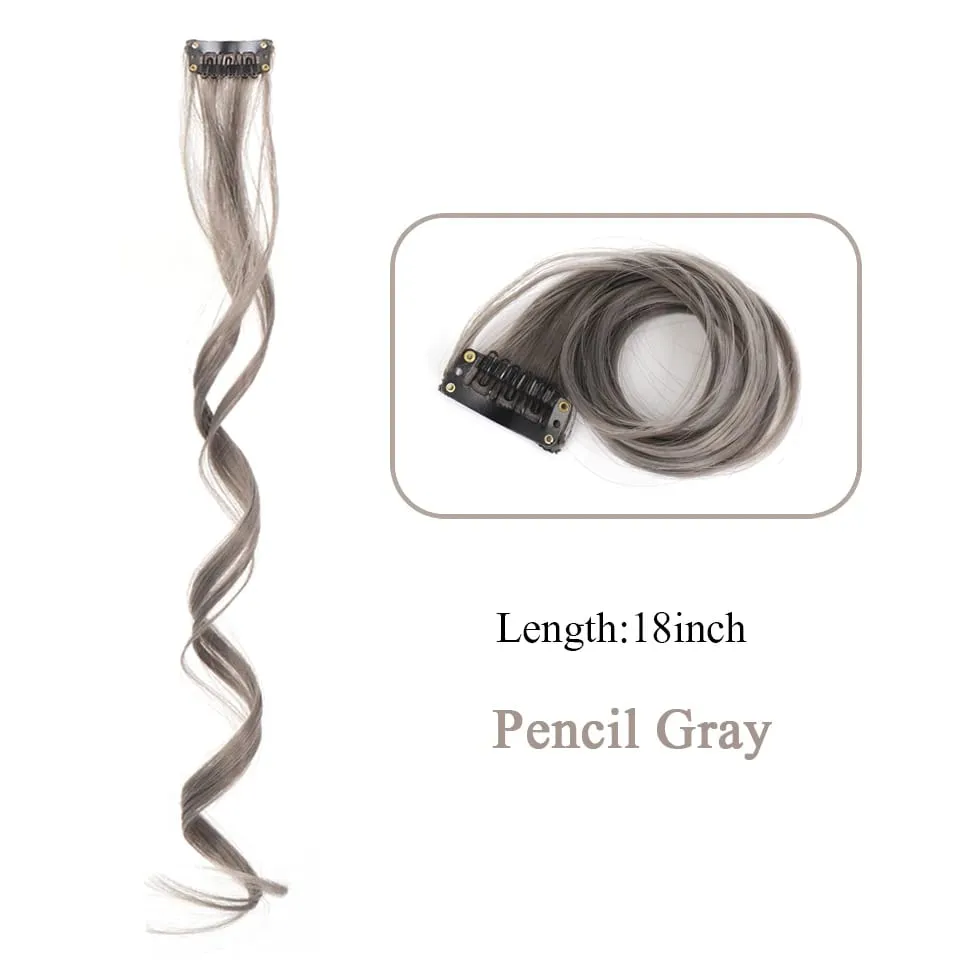 Tổng Hợp Kẹp Trong Một Miếng Nhiều Màu Sắc Làm Tóc Xoăn Tóc Tổng Hợp Miếng 18 "Dài Ombre Tóc Hồng Tím Đỏ xanh Dương