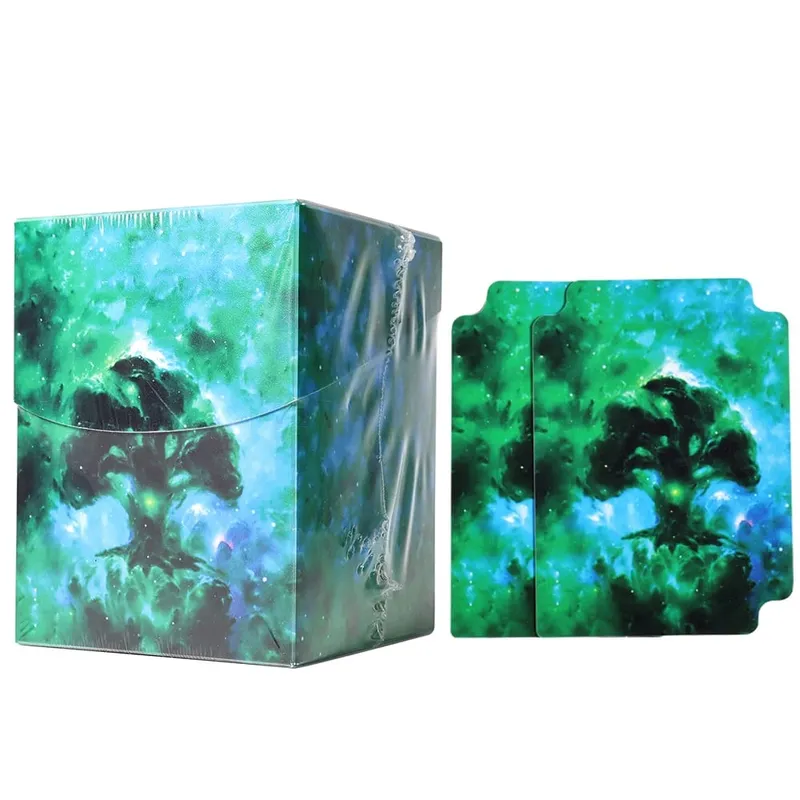 100+ BASIC LANDS Plastic Trading Card Box Holds Double-Sleeved Cards TCG/CCG Storage Card Deck Case for MTG/YGO With Two Divider