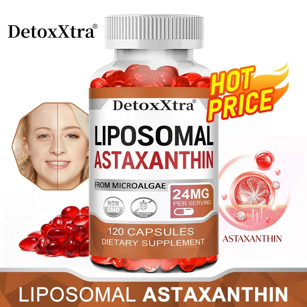 Liposomal Astaxanthin 24mg High Absorption Premium Antioxidant Supports Metabolism Eye Skin Joint & Immune Health Non-GMO