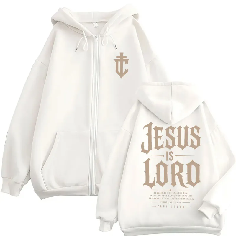 Christian Religious Jesus Is Lord Zipper Hoodies Fashion Retro Men Women Sweatshirt Fleece Oversized Casual Pullover Streetwear