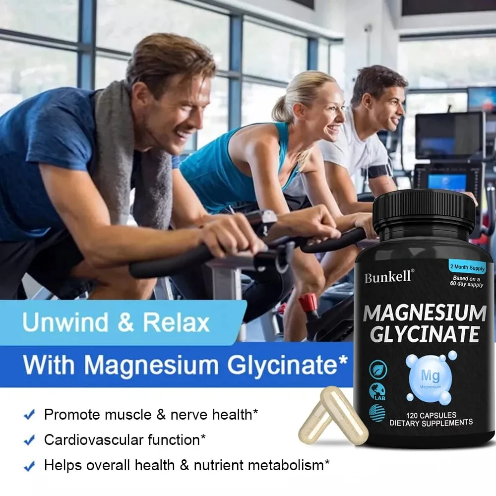 Magnesium Glycinate - Supports Nerve Muscle Bone and Heart Health Helps with Stress Sleep Quality Support Muscles Recovery