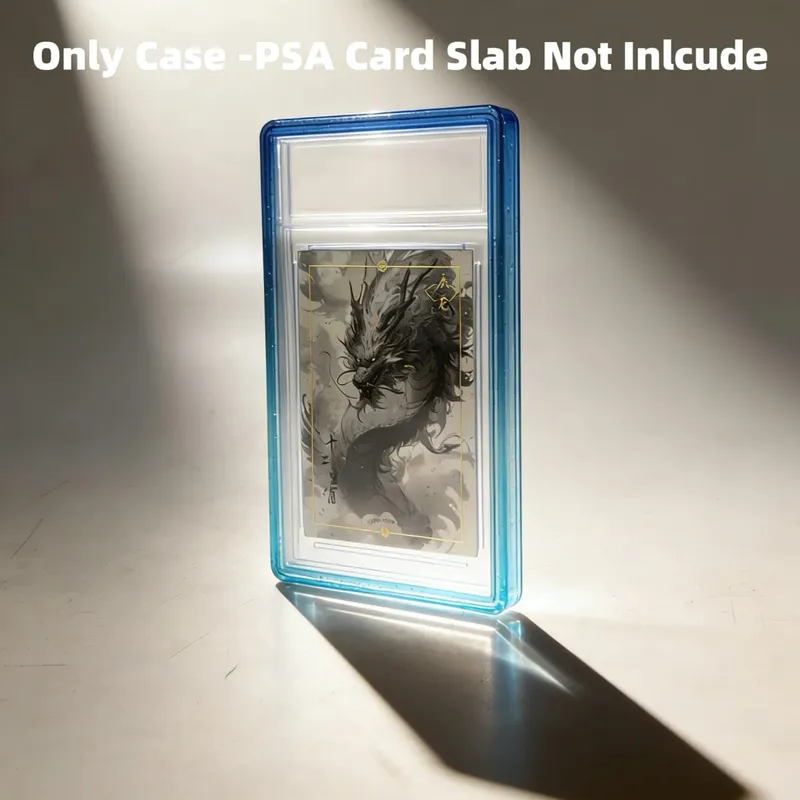 Glitter TPU Slab Bumper Guard Case Holder Protective Skin Display Sleeves with Clear Back for PSA 35PT Graded Trading Card
