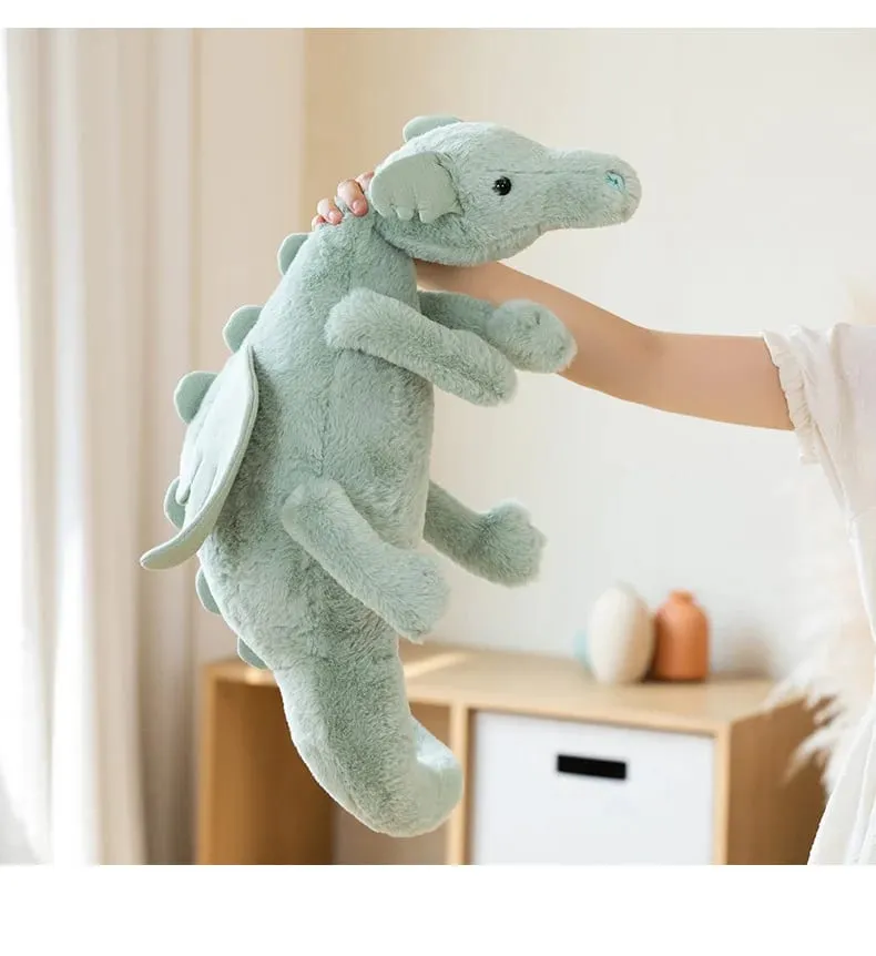 Blue Dragon Plush Toy Cute Soft Stuffed Animal with Colorful Spikes Wings Kids Birthday Gift Home Decoration Comfort Companion