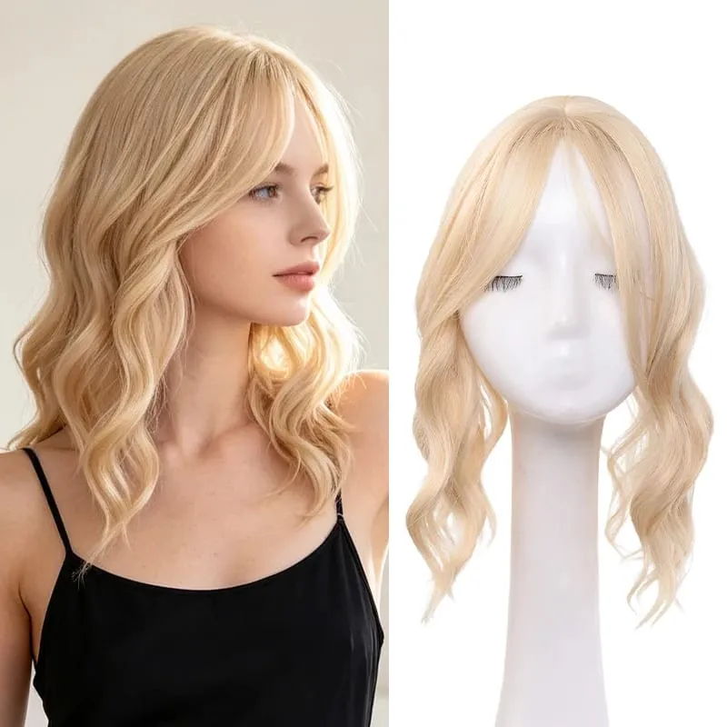 High Quality Synthetic Water Wave Wig Topper Middle Part With Natural Shine Easy To Apply For Quick Volume Boost.