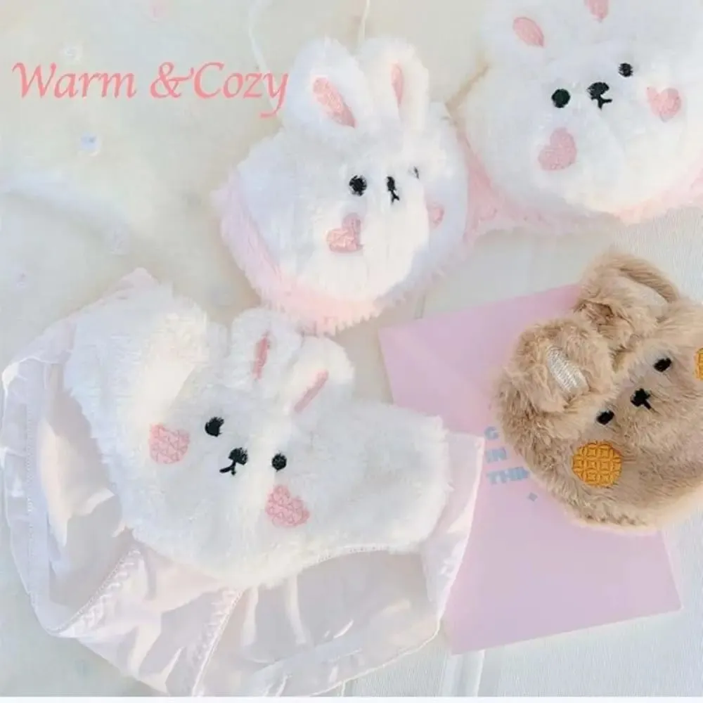 New Design Gathered Padded Bra and Panty Set Adorable Warm Lingerie Underwear Brief Polyester Cotton Anime Cozy Warm Lingerie