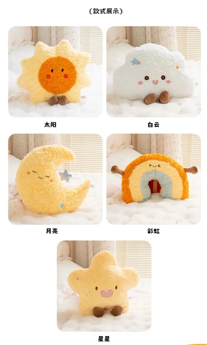 Weather Series Moon Plush Pillow Soft Fluffy Star Decor Sofa Back Cushion Cute Plush Toy Gift For Women Home Bedroom Decoration