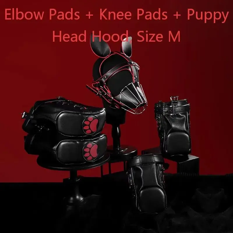 Adult Games Puppy Role Play Kits with Fetish Puppy Hood Mask Binding Gloves Boots Protectors for Couple Crawling SM Sex Toys 18+