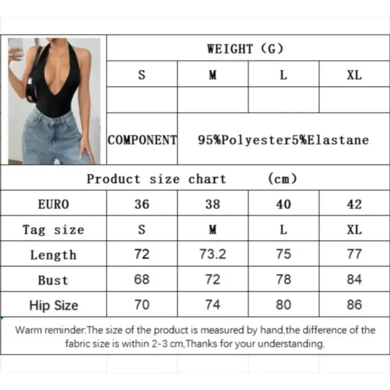 Sexy Halter Slim Bodysuits Women's Tanks Tops V-neck Backless Beach Outfits Jumpsuits Summer Slim Fit Woman Clothing Streetwear