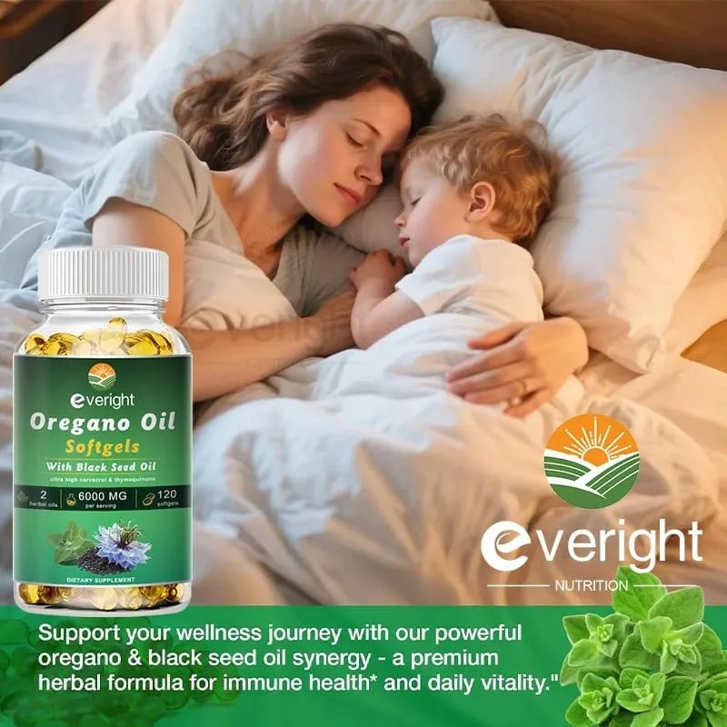 Organic Oregano Oil Capsules with Black Seed Oil for Antioxidant Digestive Balances Intestinal Flora Immune System Health