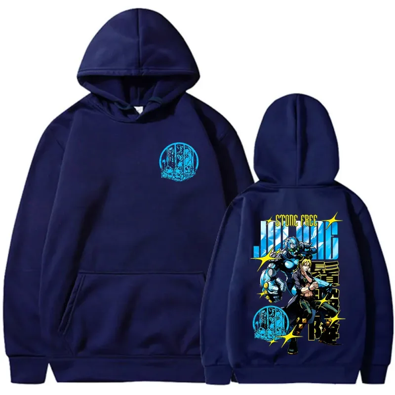 Anime Jojo Bizarre Adventure Stone Free Jolyne Cujoh Hoodies Men's Clothing Fashion Pullovers Long Sleeves Oversized Sweatshirts