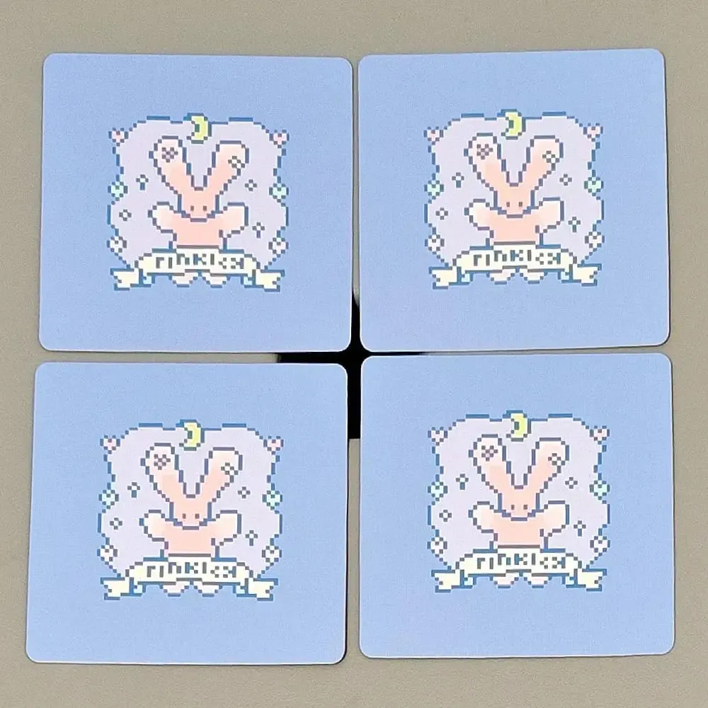 Kawaii Pixel Art Pinkish Lenormand Deck - 42 Cute Rabbit Oracle Cards 7x7cm for Divination Square Mini Deck Embossed Cardstock