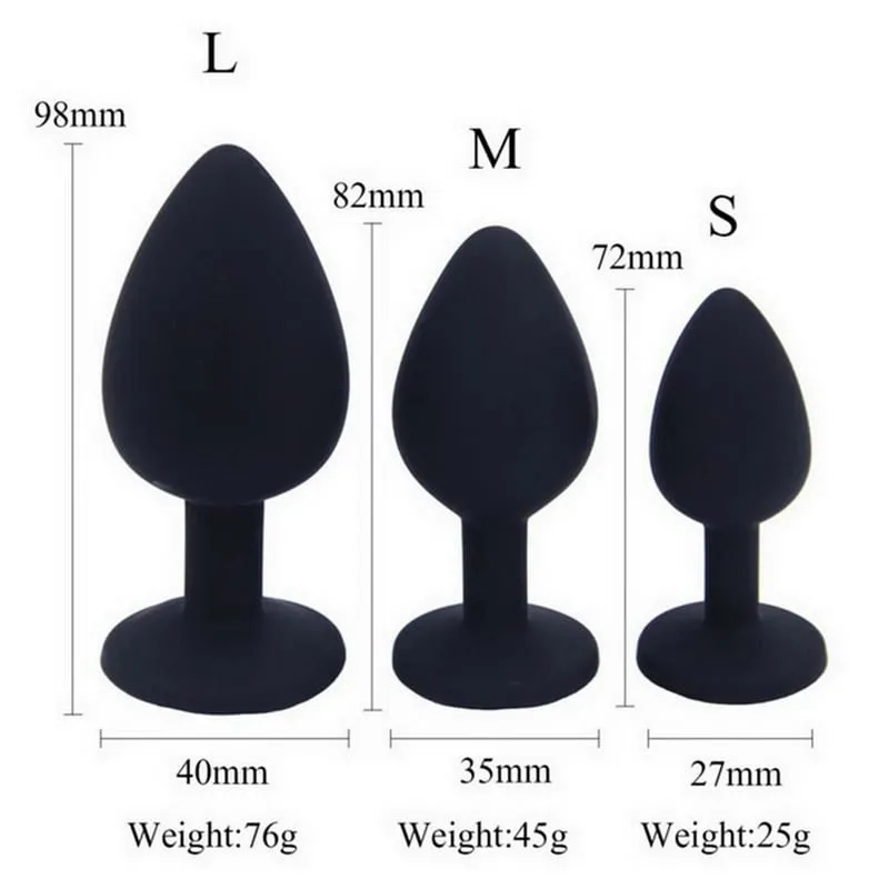 Unisex Silicone Butt Plug 3 Sizes Anal Dildo Sex Stopper Adult Toy for Men/Women Couple Anal Trainer No Vibrator