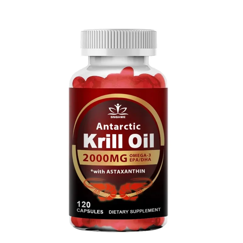 Aceite de krill antártico, 2000 mg por porción, con omega-3, EPA DHA y astaxantina, apoya la salud de las articulaciones, el cerebro, el corazón y la presión arterial