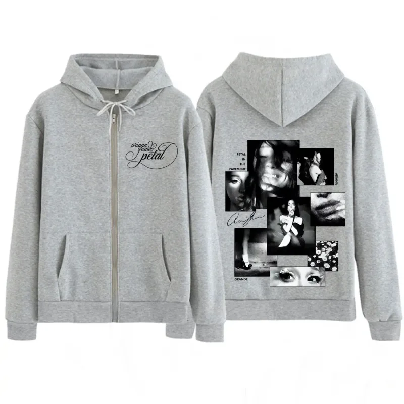 Ariana Grande Album Petal 2026 Print Zipper Hoodie Men Women Fashion Sweatshirts Long Sleeves Casual Loose Zip Up Jacket Coat