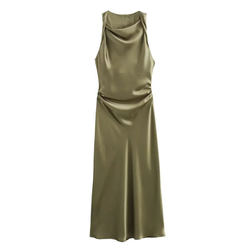 Satin Long Dresses for Women 2026 Summer Slip Midi Dress Woman Sexy Evening Party Dress Sleeveless Female Elegant Dresses