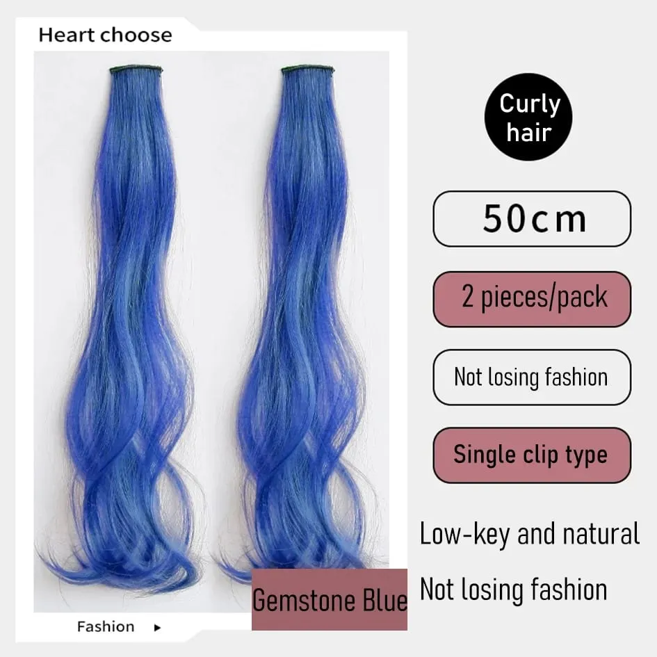 Sintetikong 2 Piraso/Set 50cm May Kulay na Curly na Mga Extension ng Buhok na Water Wave Pink/Blue/Purple Halloween/Christmas Wig