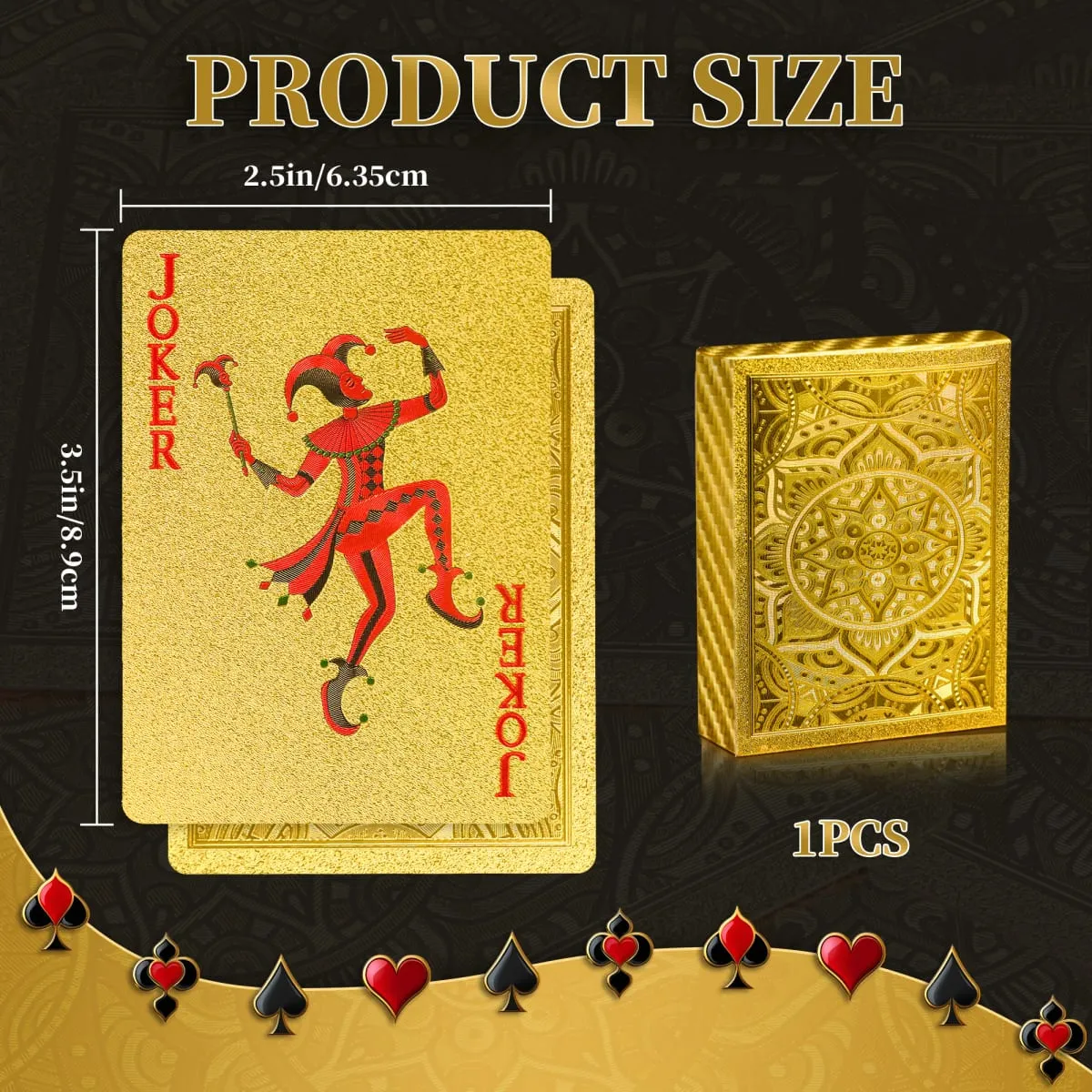 Gold Size Playing Cards | 1/2/4 Pack Plastic Waterproof Poker Set | Professional Board Games | Adult Game Gift for Holidays Vac