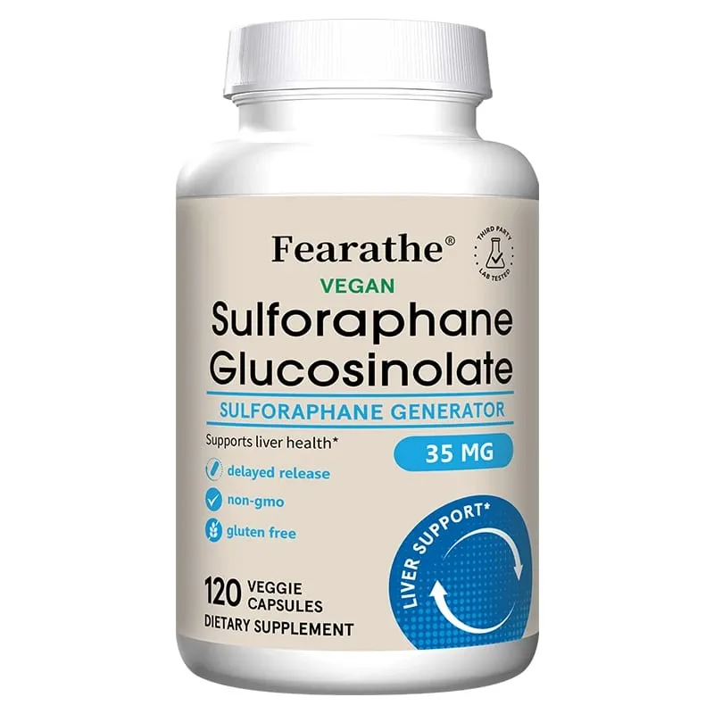 Kapsul Sulforaphane Glucosinolate - Ekstrak Biji Brokoli dengan Detoks Hati Myrosinase & Sokongan Kesihatan Selular 120 Kiraan